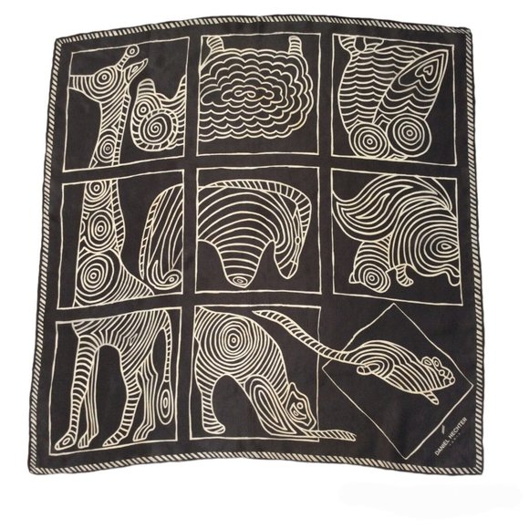 Daniel Hechter Accessories - DANIEL HECHTER PARIS Gray Animals Print Silk Scarf 20"/20,5" EX COND